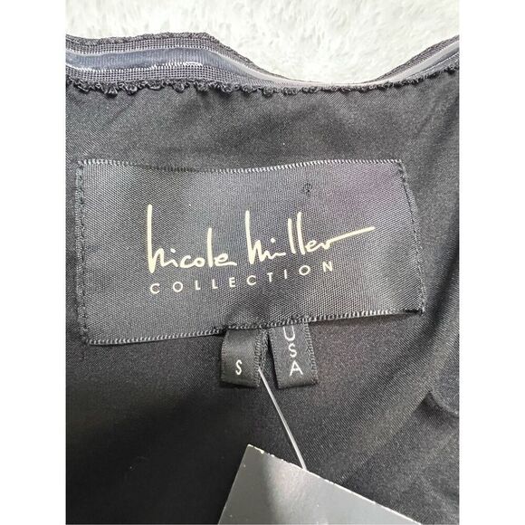 Nicole Miller top women’s small NEW Off Thee Shoulder black pin tuck designer - Picture 6 of 8